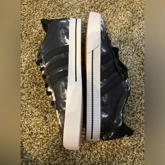 Adidas Black and White Tie Dye Skateboarding Shoes, Size 11.5
