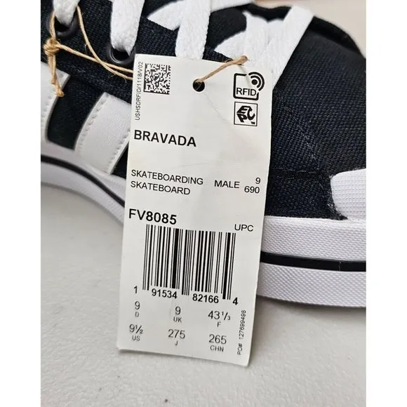 Adidas Bravada Original Black Men's Skateboarding Shoes Size 9.5