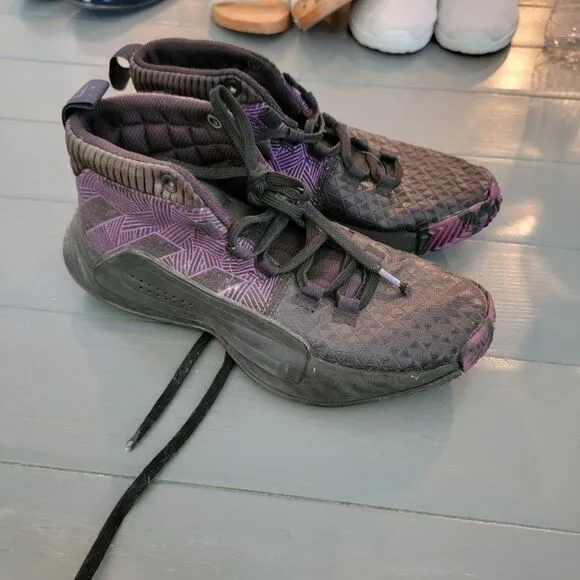 adidas EG2627 Youth Dame 5 J Marvel Black Panther Black &amp; Purple Shoes S…