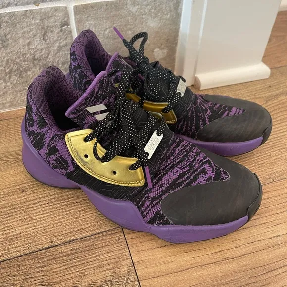 Adidas Harden Vol. 4 Star Wars Lightsaber Shoes Purple Black Gold Youth Size 3
