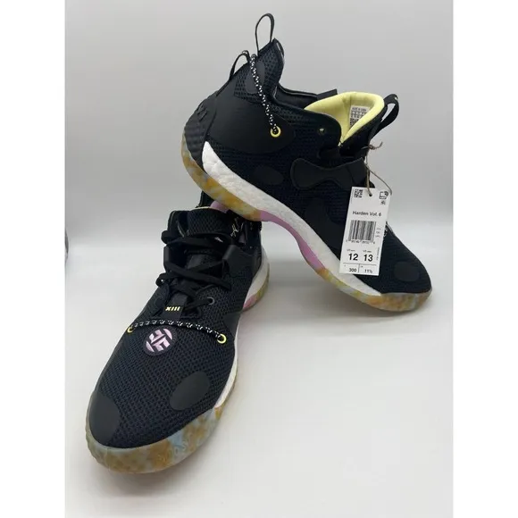 adidas Harden Vol. 6 Black Gold Basketball Shoes GW1712 Men's Size 12 NWT🛒
