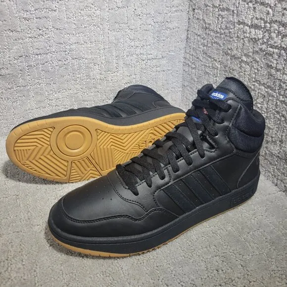 Adidas Hoops 3.0 Men's Sizes 10.5 US Mid Core Black Gum Basketball Shoes GY4745