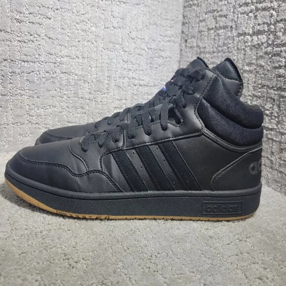Adidas Hoops 3.0 Men's Sizes 10.5 US Mid Core Black Gum Basketball Shoes GY4745