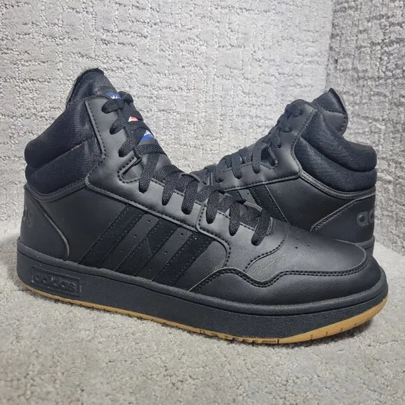 Adidas Hoops 3.0 Men's Sizes 10.5 US Mid Core Black Gum Basketball Shoes GY4745