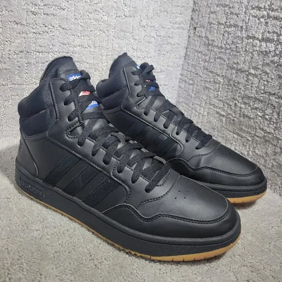 Adidas Hoops 3.0 Men's Sizes 10.5 US Mid Core Black Gum Basketball Shoes GY4745