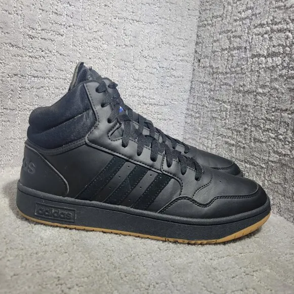 Adidas Hoops 3.0 Men's Sizes 10.5 US Mid Core Black Gum Basketball Shoes GY4745