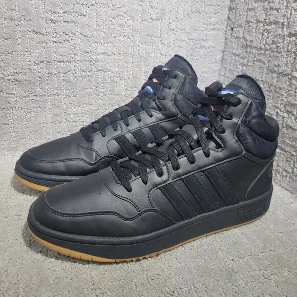 Adidas Hoops 3.0 Men's Sizes 10.5 US Mid Core Black Gum Basketball Shoes GY4745
