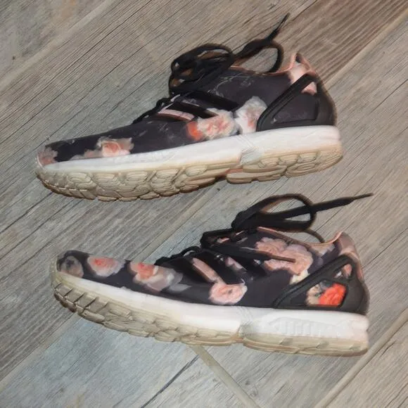 Adidas Mens 7.5 Womens 8.5 black floral ZX flux