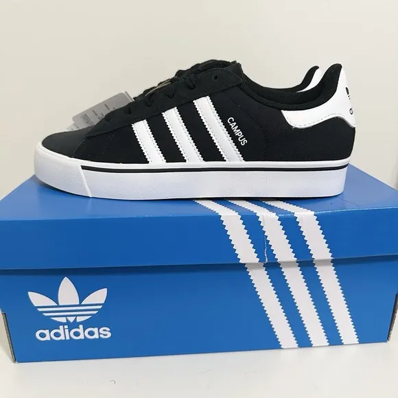 Adidas Originals Campus Vulc J Core Black White Shoes IH8038 Youth Size 6.5