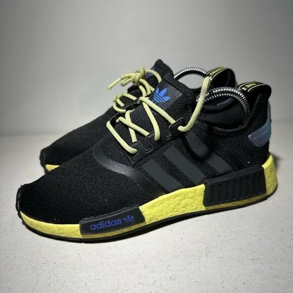 Adidas Originals NMD_R1 Junior Core Black Pulse Yellow Shoes GW6018 Size 6.5