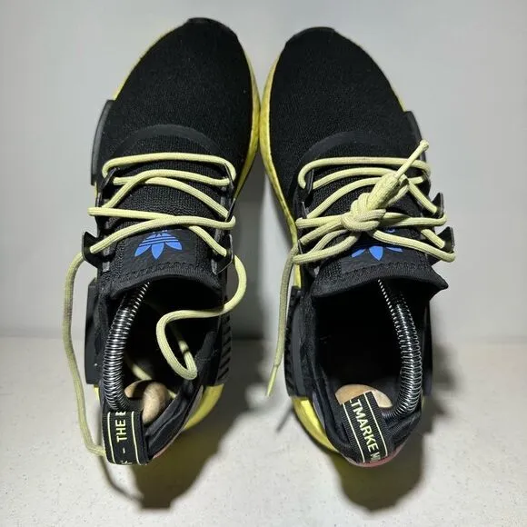 Adidas Originals NMD_R1 Junior Core Black Pulse Yellow Shoes GW6018 Size 6.5