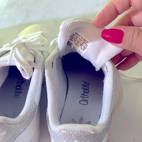 Adidas Silver glitter Stan smith signature shoes made in India