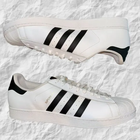 Adidas Superstar Shoes Sneaker C77124 Cloud White Core Black Men's Size 19‎ NWT