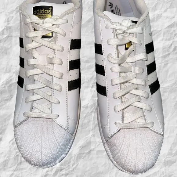 Adidas Superstar Shoes Sneaker C77124 Cloud White Core Black Men's Size 19‎ NWT