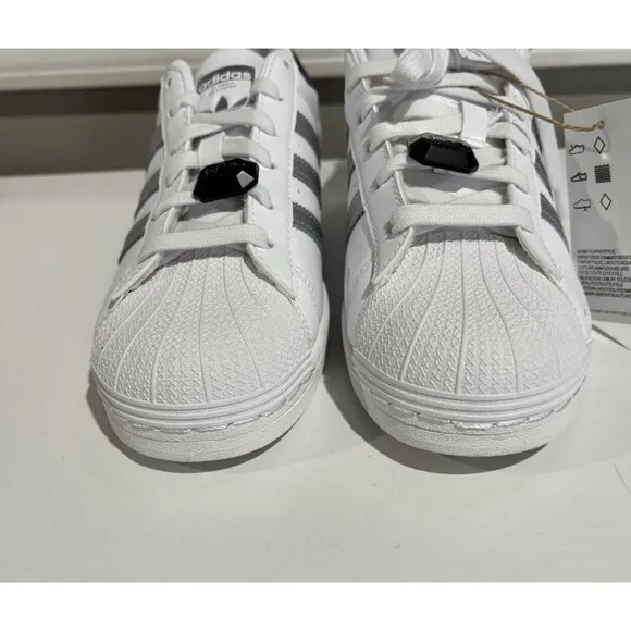 Adidas Superstar Shoes White Metallic Silver Womens Size 7 Shoes Trainers