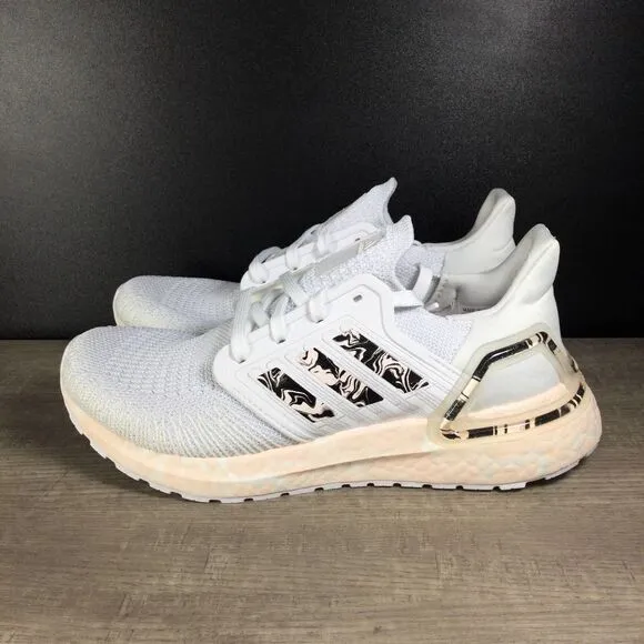 Adidas Ultraboost 20 Glam Pack White Pink Running Shoes FW5721 Women's Size 5.5