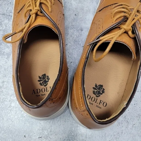 Adolfo | Camel Wingtip Oxford Tie Dress Shoes