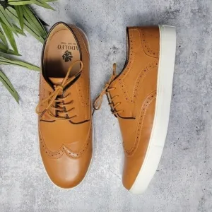 Adolfo | Camel Wingtip Oxford Tie Dress Shoes