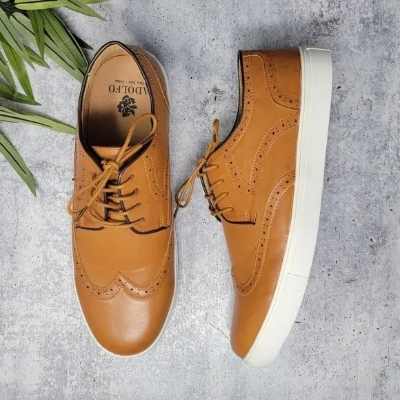 Adolfo | Camel Wingtip Oxford Tie Dress Shoes