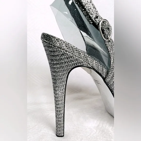 Adrianna Papell Rita Slingback Metallic Stiletto Open Peep Toe Heels - NWOB