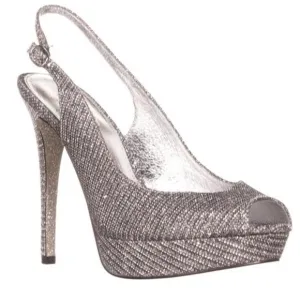 Adrianna Papell Rita Slingback Metallic Stiletto Open Peep Toe Heels - NWOB