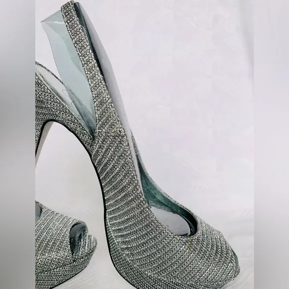 Adrianna Papell Rita Slingback Metallic Stiletto Open Peep Toe Heels - NWOB