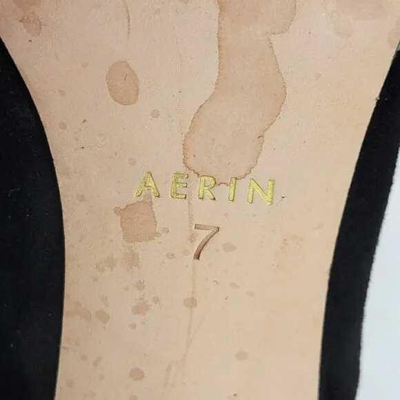 Aerin Sz 7 Open Toe Peep Slit Sandal Black White
