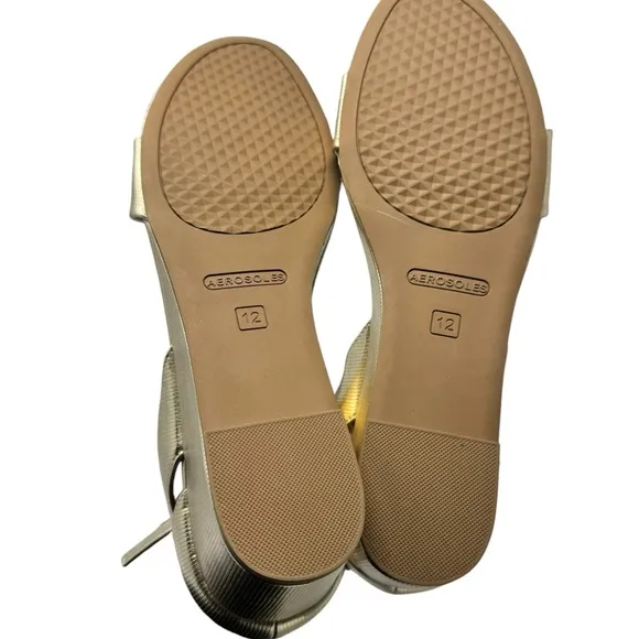 Aerosoles New Willowbrook Wedges Sandals Gold Metallic Holiday Party Size 12
