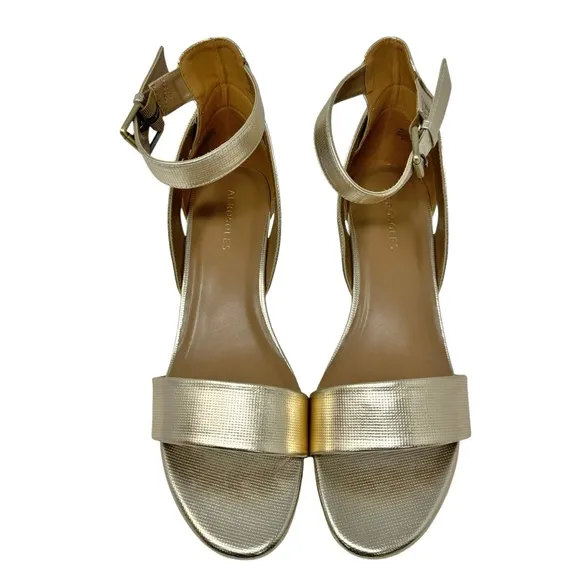 Aerosoles New Willowbrook Wedges Sandals Gold Metallic Holiday Party Size 12