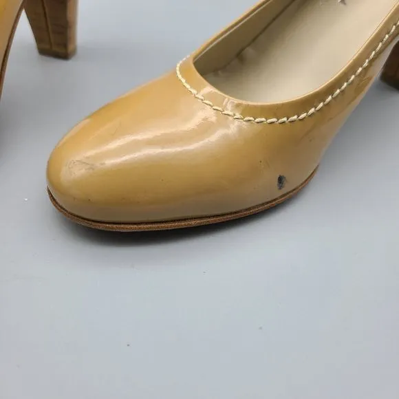 AGL ATTILIO GIUSTI LEOMBRUNI pumps heel shoes Nude Patent Leather sz 11 41