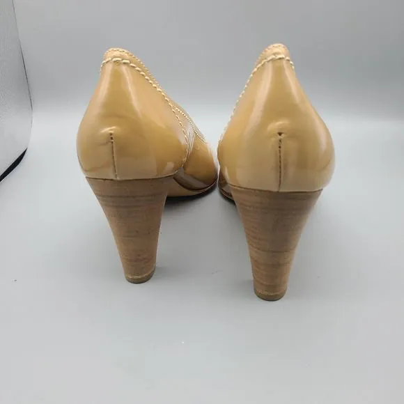 AGL ATTILIO GIUSTI LEOMBRUNI pumps heel shoes Nude Patent Leather sz 11 41