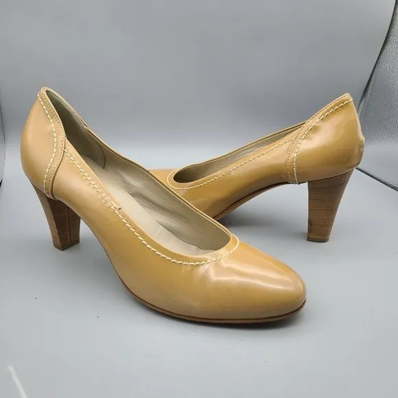 AGL ATTILIO GIUSTI LEOMBRUNI pumps heel shoes Nude Patent Leather sz 11 41