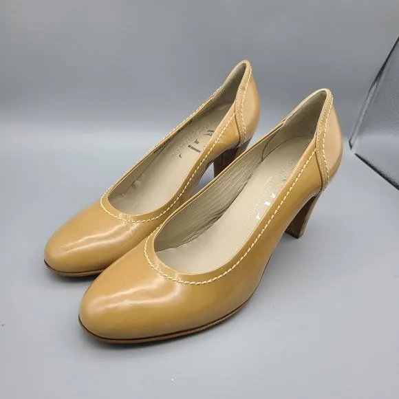 AGL ATTILIO GIUSTI LEOMBRUNI pumps heel shoes Nude Patent Leather sz 11 41