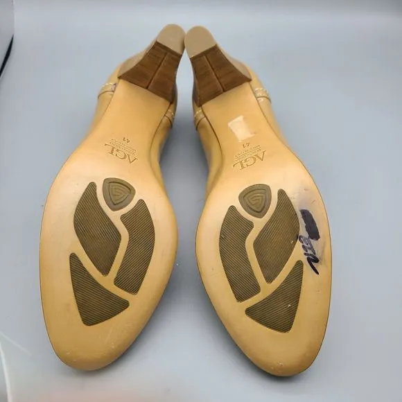 AGL ATTILIO GIUSTI LEOMBRUNI pumps heel shoes Nude Patent Leather sz 11 41
