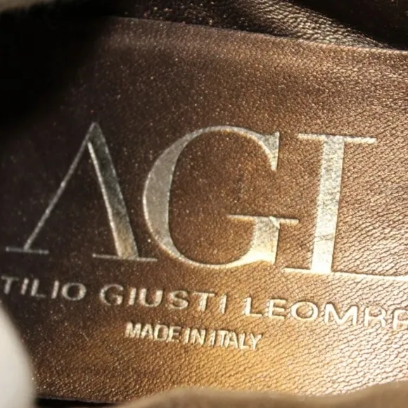 AGL Captoe Taupe Leather Wedge Pumps Italy Made Shoes 8