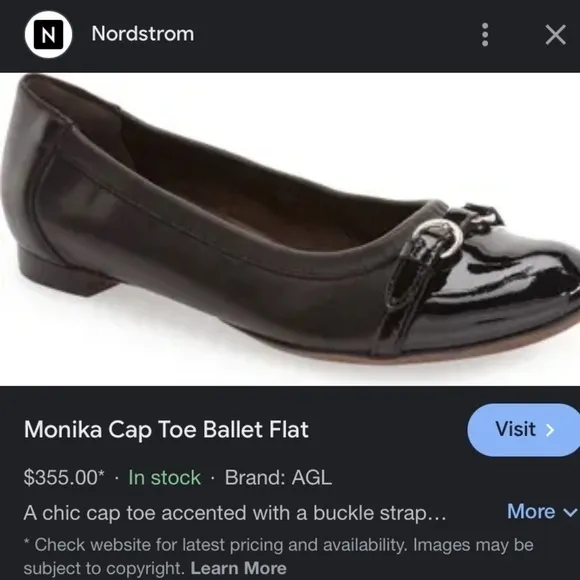 😎AGL Monika Cap Toe Ballet Flat, size391/2 , *buckle strap 😎 leather flats
