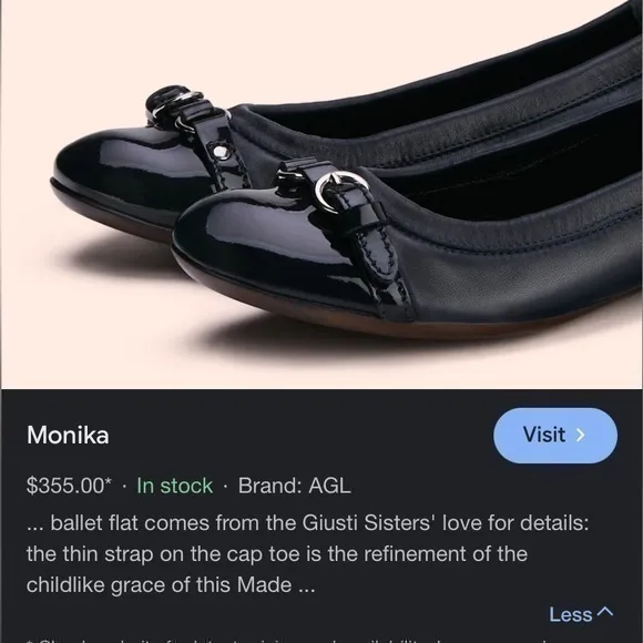 😎AGL Monika Cap Toe Ballet Flat, size391/2 , *buckle strap 😎 leather flats