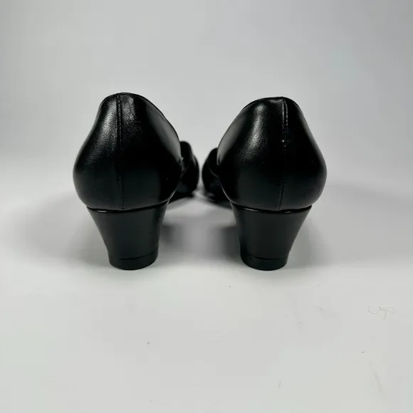 Agnes B. Women's Black Leather PlatformPeep-Toe Shoes