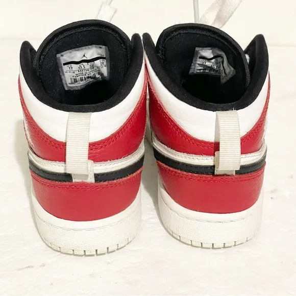 Air Jordan 1 Youth Size 1 Mid Chicago Shoes White Red Black 554724-116