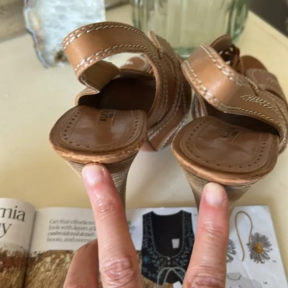Alaia Paris boho brown leather platform Y2K peep toe slingback high heels 8