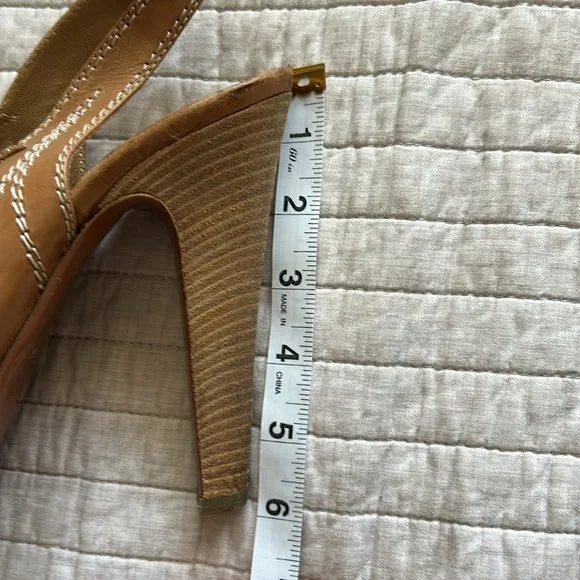 Alaia Paris boho brown leather platform Y2K peep toe slingback high heels 8