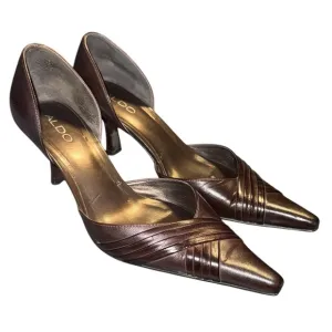 ALDO Bronze Pointed Toe D’Orsay Kitten Heels Size 8.5 Elegant Evening Shoes