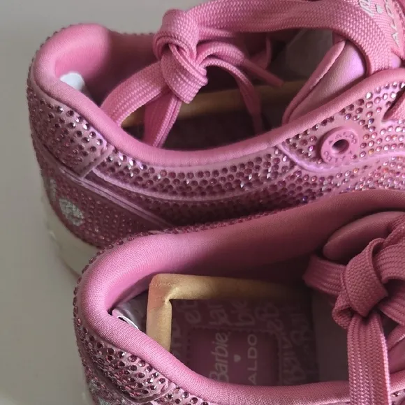Aldo x Barbie City Glam Collection Silver Pink Rhinestone Shoes Size 6