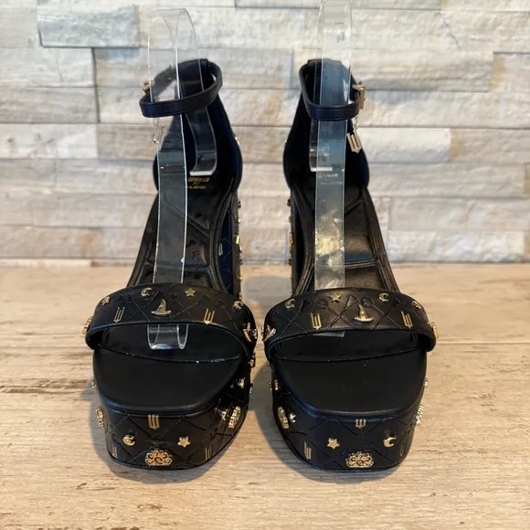 Aldo x Wicked Takeflight Size 8.5M Women’s Black Platform Block Heel Sandal NEW