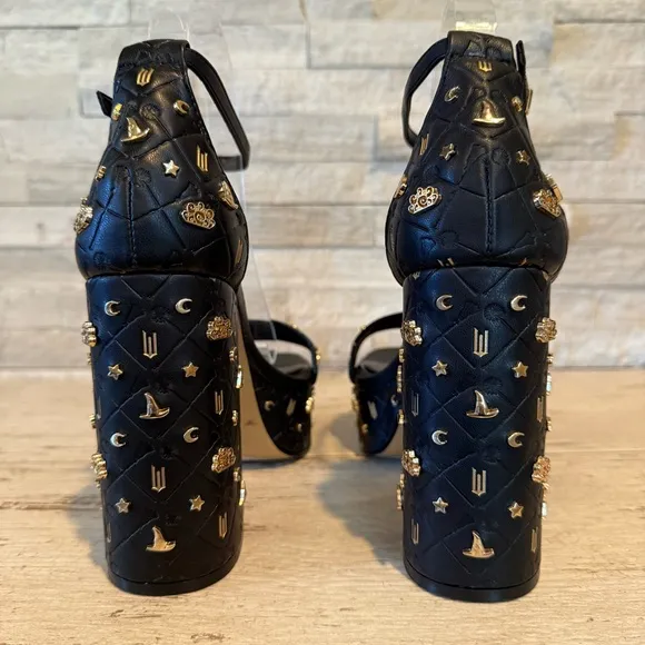 Aldo x Wicked Takeflight Size 8.5M Women’s Black Platform Block Heel Sandal NEW