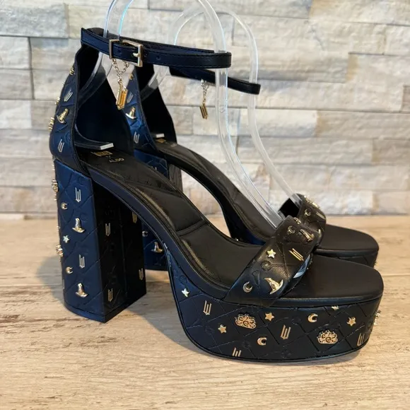 Aldo x Wicked Takeflight Size 8.5M Women’s Black Platform Block Heel Sandal NEW