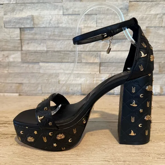 Aldo x Wicked Takeflight Size 8.5M Women’s Black Platform Block Heel Sandal NEW