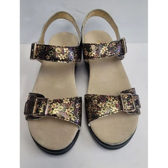 Alegria Morgyn Pretty Things Leather Multicol Women's Strap Wedge Sandals EU 41