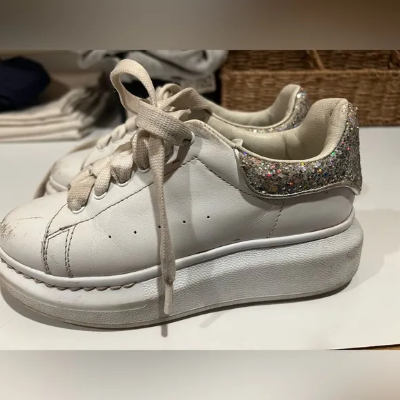 Alexander McQueen white glitter  sneakers