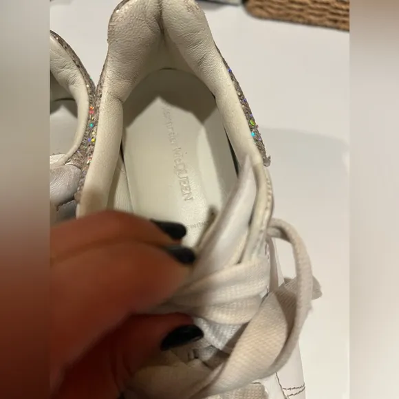 Alexander McQueen white glitter  sneakers